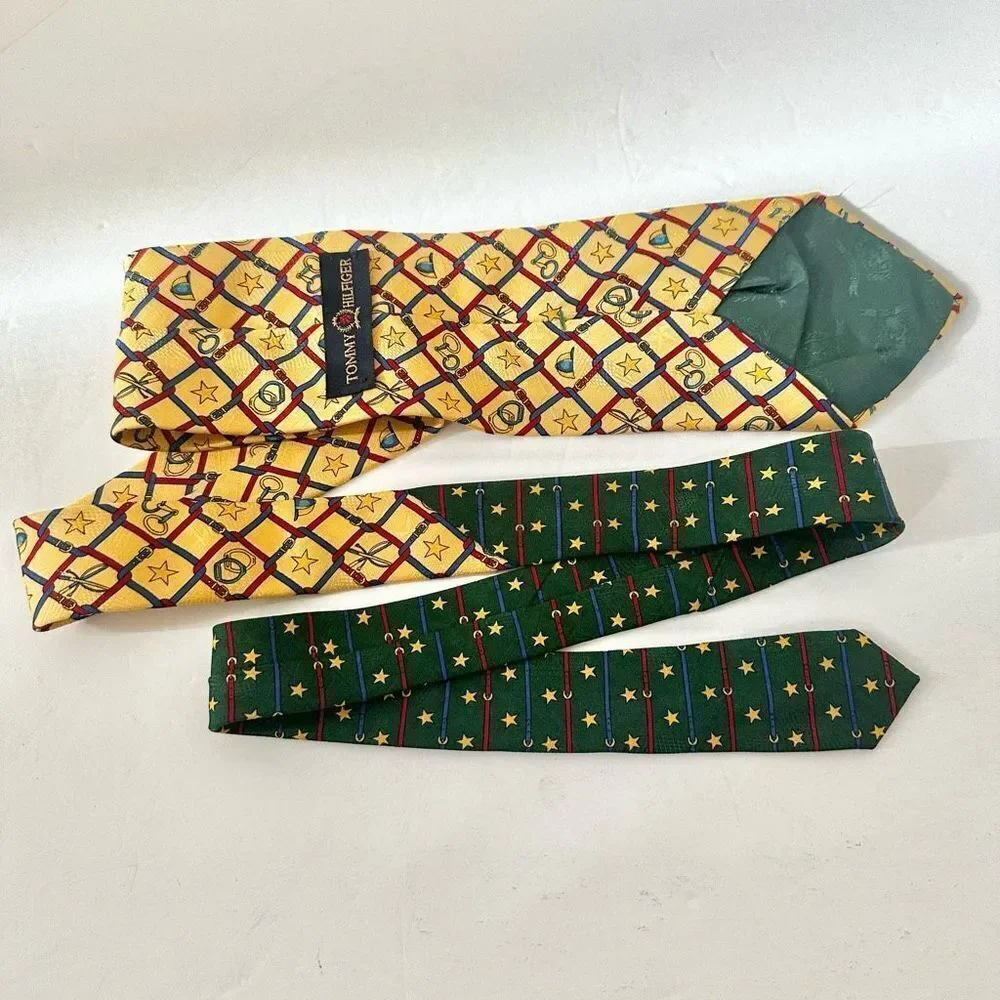 Tommy Hilfiger yellow silk pattern tie